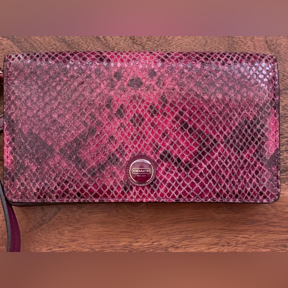 Coach Red Python Print Wristlet Wallet - image 2